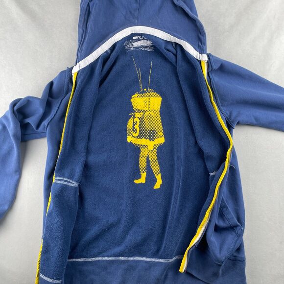 Vintage‎ Paul Frank Hoodie Sweatshirt Mens M Blue Full Zip Deconstructed 00s Hip - Picture 2 of 12